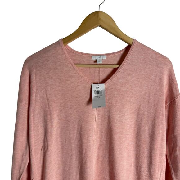J. Jill Pink Organically Grown Cotton Seamed V-Neck Sweater Size XS - Picture 3 of 9